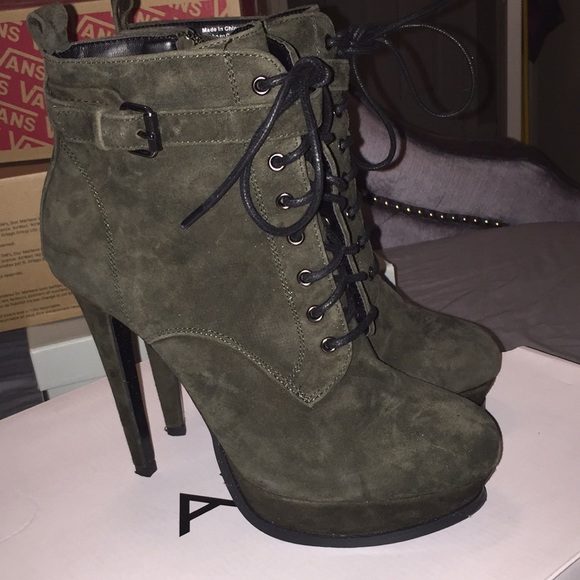 olive green heel boots